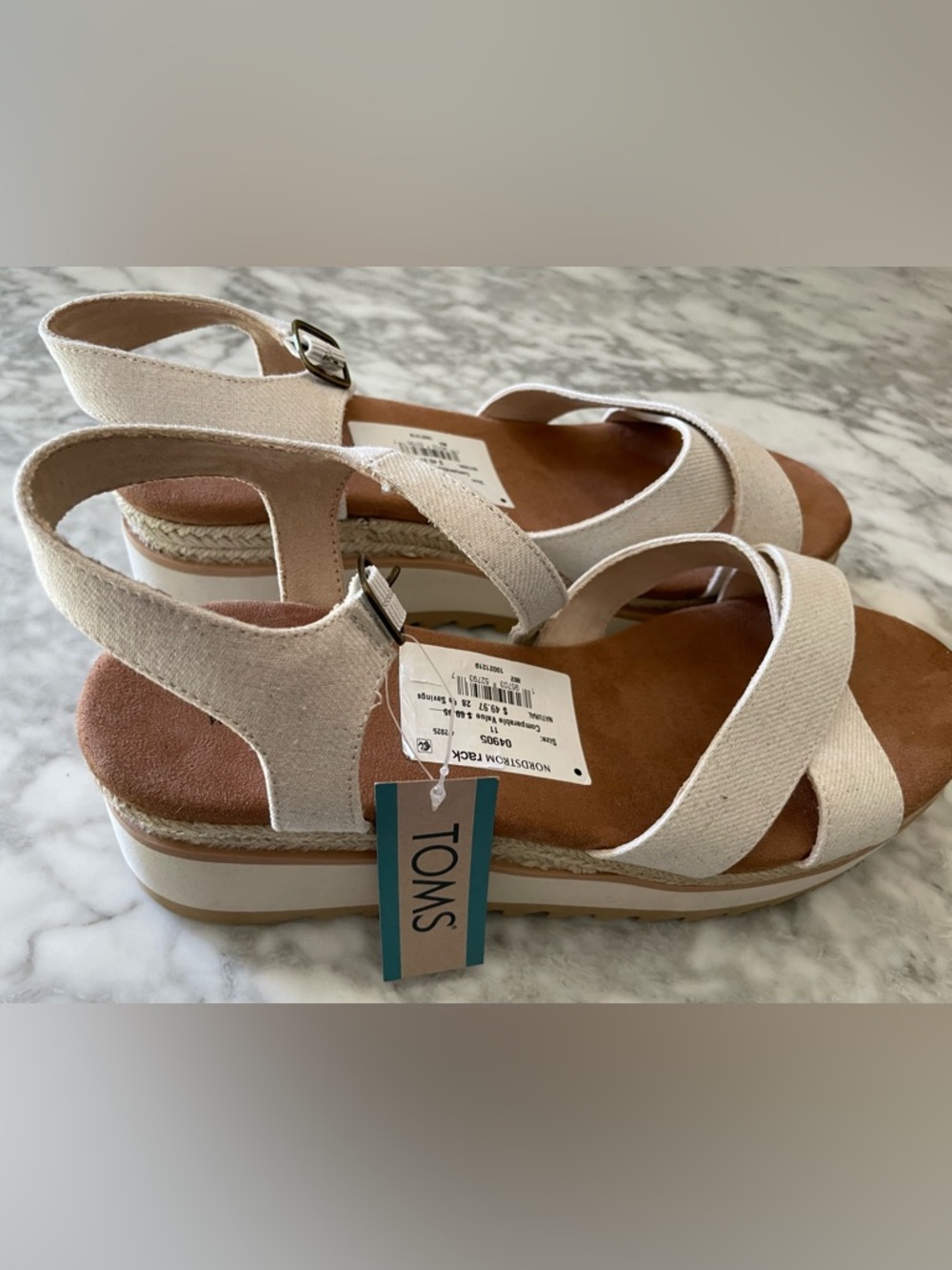 TOMS Women’s Cream Canvas Crisscross Sandals Size 11